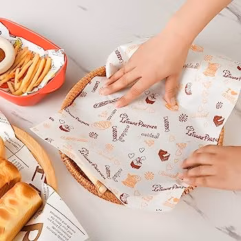 Grease Proof Custom Printed Wax Paper Food Wrapping, Burger Sandwich Food Wrap Paper, Food Tray Liner Paper