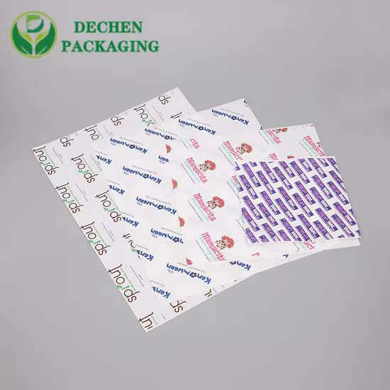 Großhandel mit kundenspezifischen Shawarma-Chips, fettdichte Back-Cupcake-Einlage, Hamburger, gebratenes Wachs, Sandwich-Verpackung, Rolle, Zucker, Lebensmittel-Geschenkpapier für Folien-Burger-Delikatessen