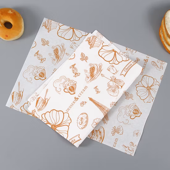 Individuell mit Logo bedrucktes Feinkost-Fleisch-Hamburger-Frites-Burger-Sandwich-Wrap, Wachs-Lebensmittelverpackung, fettdichtes Papier